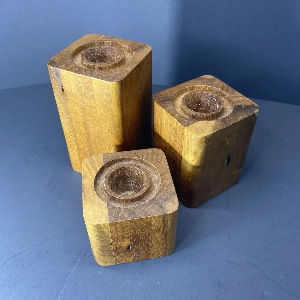 Vintage Myrtlewood Candle Holders from  Coos Bay Oregon